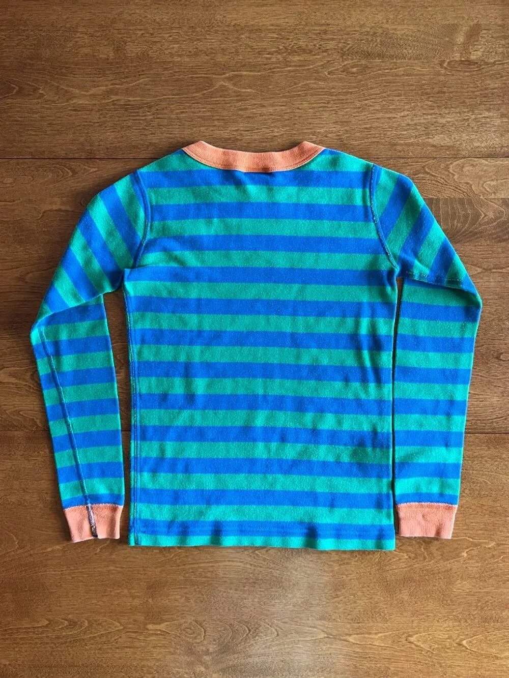 Hanna Andersson blue and green stripe pajamas 130
